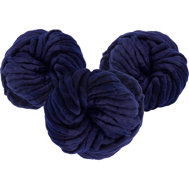 Chunky Vegan Wool Yarn 3 Pack (111 Yards Total  37 Each Skein) - Navy Blue - Fluffy Polyester Yarn Perfect for Soft Throw & Baby Blankets  Arm Knittin