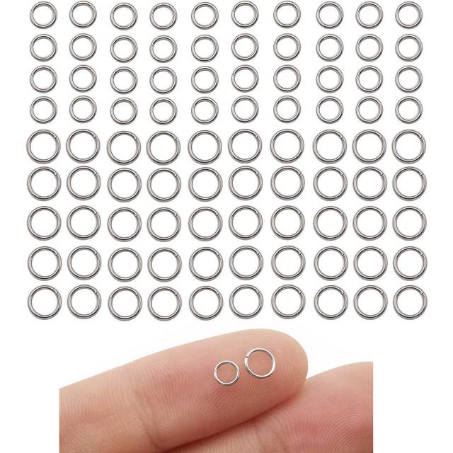 1000 pcs Mixed 4mm 5mm Stainless Steel Rings Jump Rings Connector Rings for Jewelry Making Necklaces Bracelet Earrings Keychain DIY Craft M532