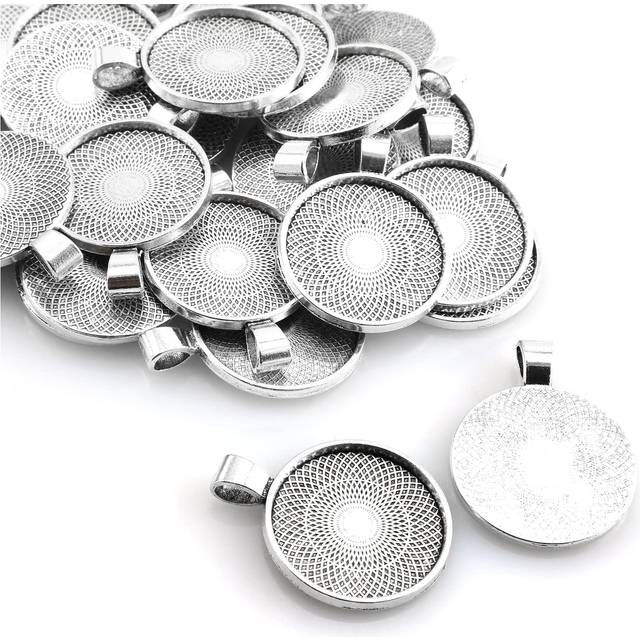 Lind Kitchen 25pcs Round Bezel Pendant Trays Setting Cabochon Blank Base for DIY Crafting Photo Jewelry Findings Making Accessories 25mm