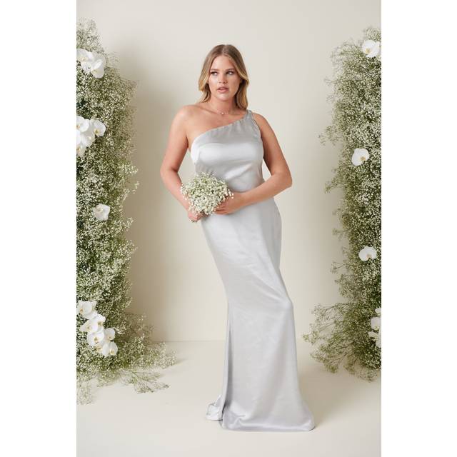 Amelia Tie Maxi Bridesmaid Dress - Matte Silver, 10