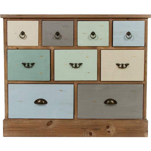 Tacoma 9 Drawer Chest - Brown;Grey;Yellow (78cm H X 90cm W X 34cm D)