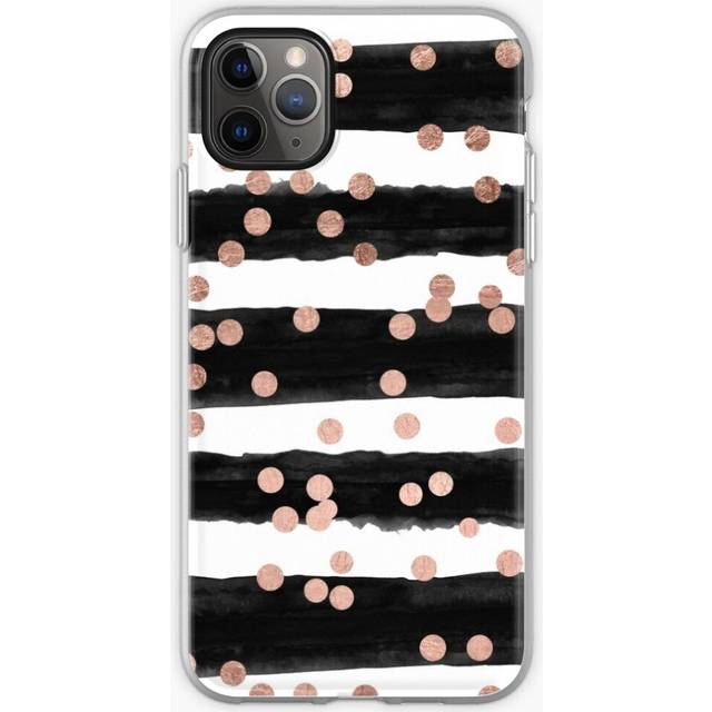 Phone Case Girly rose gold confetti black watercolor stripes for iPhone Samsung 14 13 12 11 Plus Pro Max Galaxy S23 S22 Ultra Note 20 10