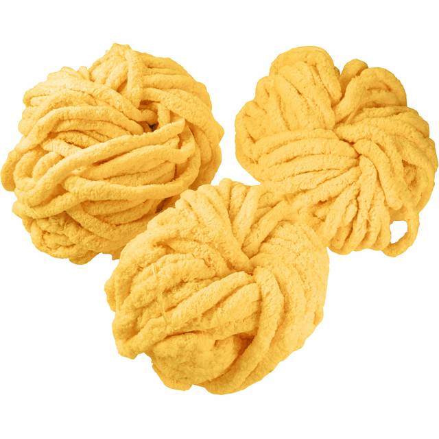 iDIY Chunky Yarn 3 Pack 24 Yards Each Skein  Bright Yellow  Fluffy Chenille Yarn Perfect for Soft Throw and Baby Blankets  A