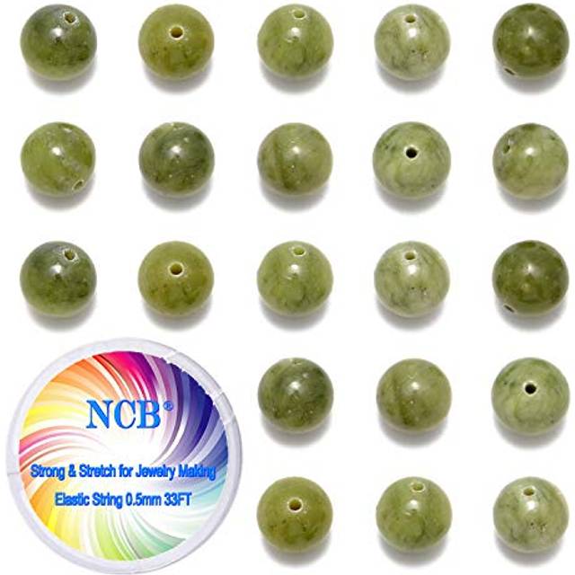 NCB Natural Stone Beads 100pcs 8mm Round Canadian Jade Genuine Real St