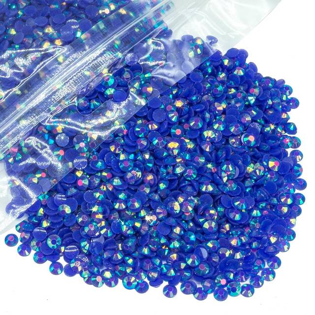 qiipii 3000PCS 5mm Blue AB Resin Rhinestones for Crafts Royal Blue AB Flatback Jelly Rhinestones Bulk SS20 Non-Hotfix Stones Diamonds Crystals Gems Pa
