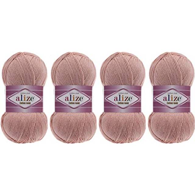 55% Cotton 45% Acrylic Yarn Alize Cotton Gold Thread Crochet Hand Knitting Art Lot of 4skn 400 gr 1444 yds 161-Powder
