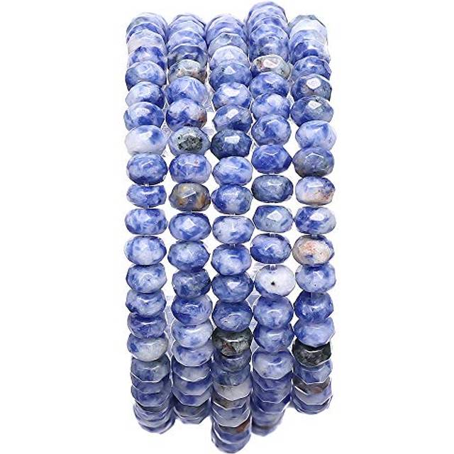 BEADIA Faceted Natural Blue Sodalite Stone Rondelle 4x6mm Loose Semi Gemstone Beads for Jewelry Making 38cm