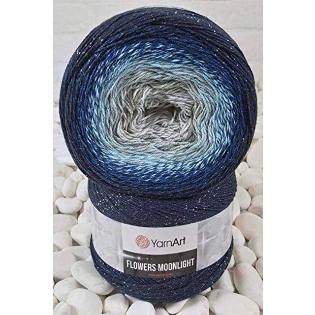 YarnArt Flowers Moonlight Glitter Cotton Yarn  Soft  Rainbow Crochet  Metallic Lurex handknit Shiny  Silvery Cake  Multicolor Cotton  1 Skein Weight 9