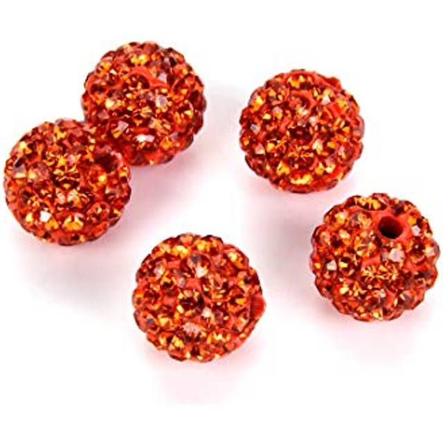 100pcs Adabele Grade A Suncatcher Crystal Rhinestone Pave Disco Ball 10mm Sun Orange Polymer Clay Loose Bead Compatible with Shamballa All Other Jewel