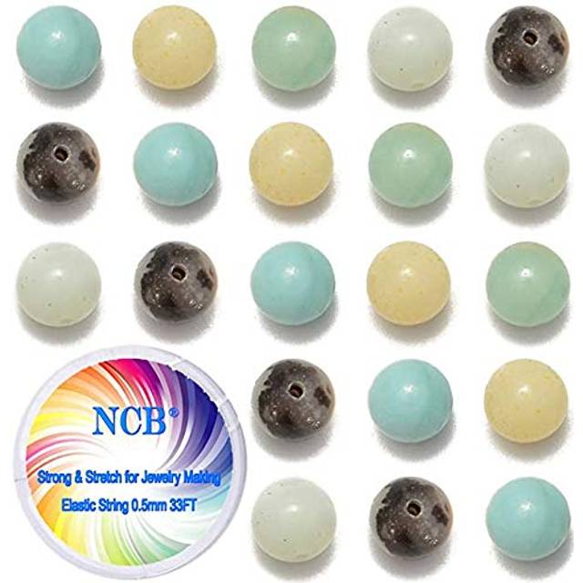 NCB 100pcs 8mm Mixedcolor Amazonite Beads Natural Semi Precious Beads Round Smooth Gemstones Loose Spacer Beads Charms for Necklaces Bracelets Jewelry