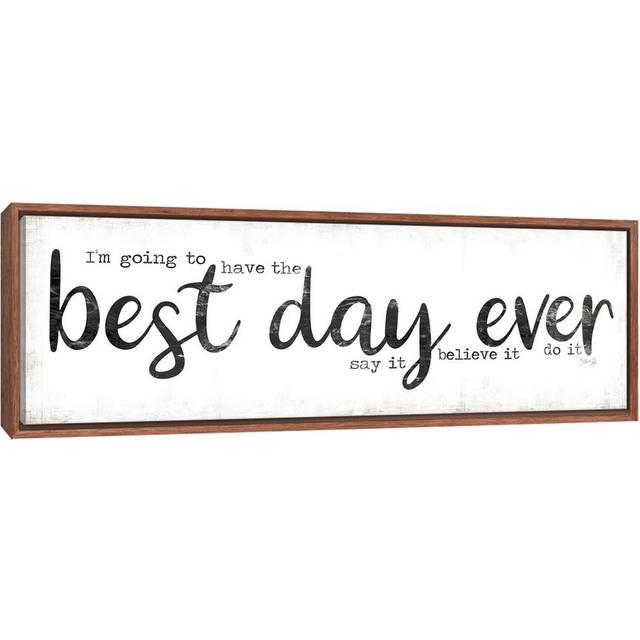 Best Day Ever by Marla Rae - Panoramic Typography on Canvas - Brown Floater Frame (30.48cm H x 91.44cm W x  3.81cm D)