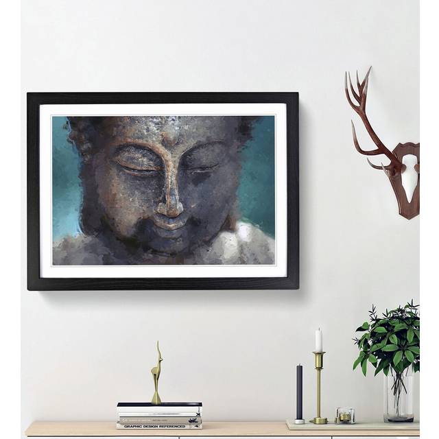 The Buddha in Abstract - Picture Frame Graphic Art Print - Black Framed (62cm H x 87cm W x 2cm D)