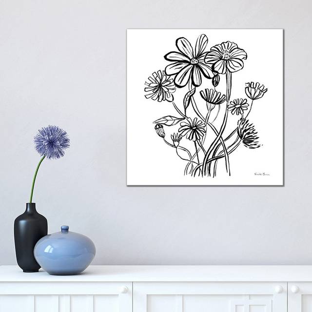 Wild Flowers Line I by Farida Zaman - Wrapped Canvas Painting (45.72 cm H x 45.72 cm W x 1.91 cm D)