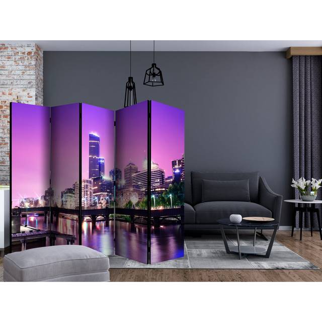 Room Divider - Purple Melbourne II [Room Dividers] - Black;Purple (172cm H X 225cm W X 3cm D)