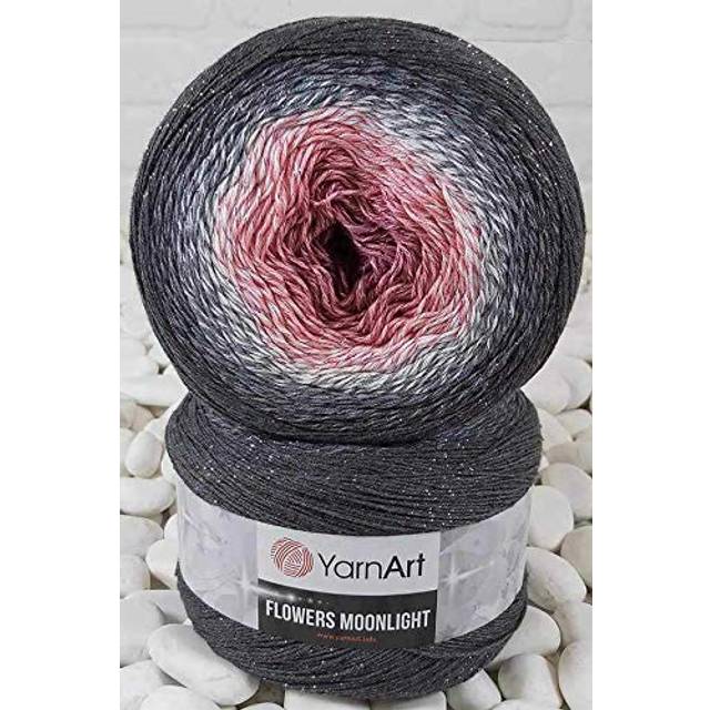 YarnArt Flowers Moonlight Glitter Cotton Yarn  Soft  Rainbow Crochet  Metallic Lurex handknit Shiny  Silvery Cake  Multicolor Cotton  1 Skein Weight 9