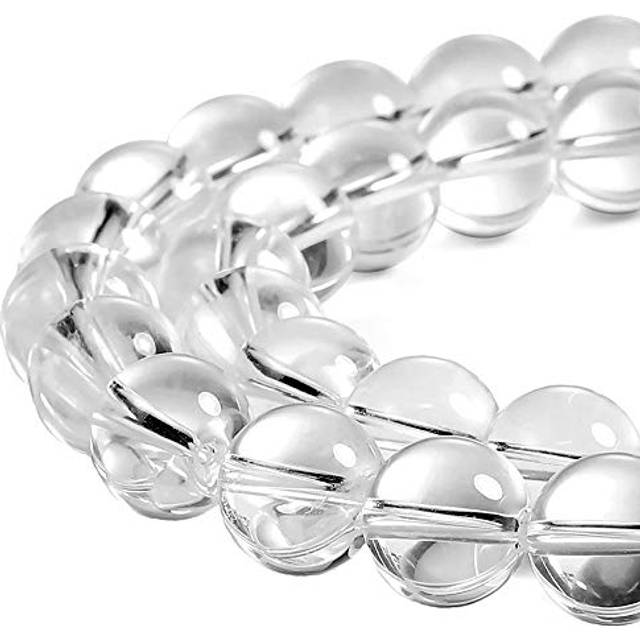 "MJDCB 7A Natural White Clear Quartz Round Beads Gemstone Beads for DIY Necklace Bracelat Jewelry Making Strand 15"" (8mm)"