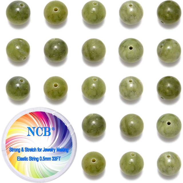 NCB 200pcs 8mm Canadian Jade Loose Beads for Jewelry Making  Natural Semi Precious Beads Round Smooth Gemstones Spacer Beads Charms for Necklaces Brac