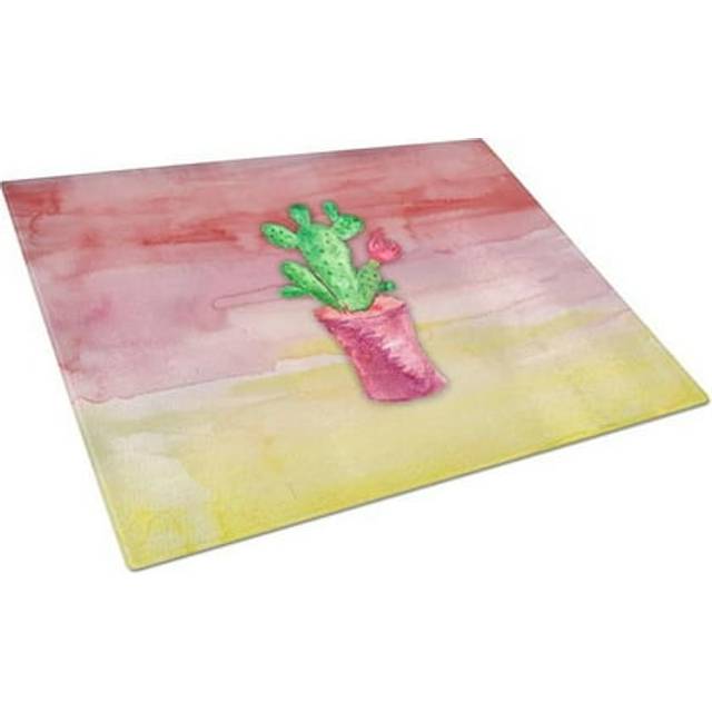 Flowering Cactus Watercolor Glass Cutting Board - Large
