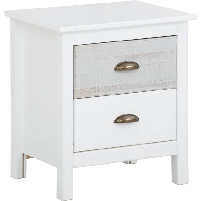Geoghegan 2 Drawer Bedside Table - White;Grey (50cm H X 45cm W X 35cm D)