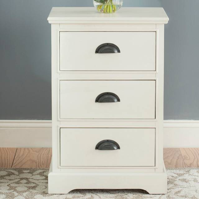 Calvillo 3 Drawer Bedside Table - Off White (67.95cm H X 45cm W X 45cm D)