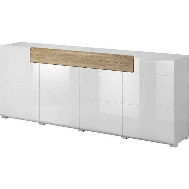 Febin 208 Cm Wide 1 Drawer Sideboard - White Glossy (82cm H X 208cm W X 39cm D)
