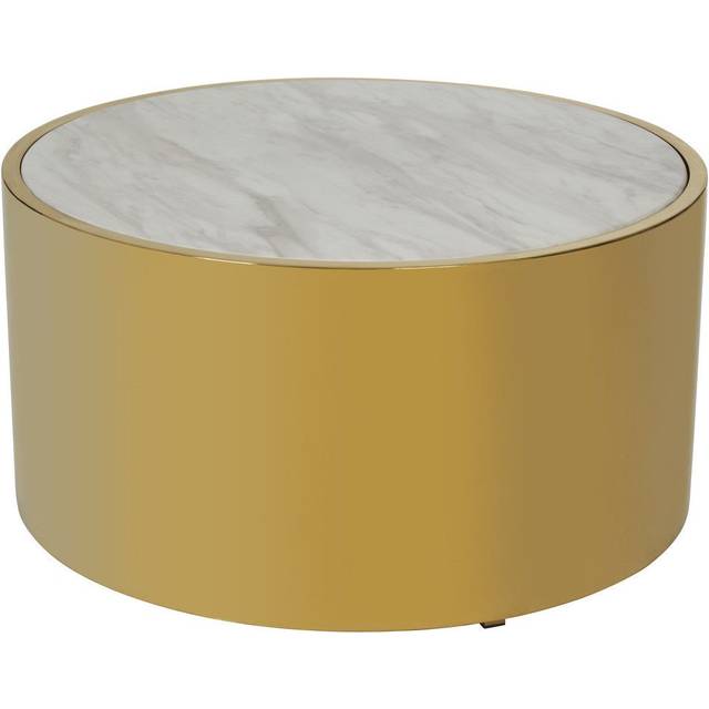 Luxury Round White Coffee Table, Marble Coffee Table, White & Gold Coffee table, Contemporary Cocktail table - One Size