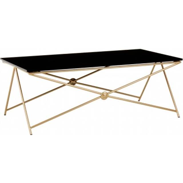 Tempered Glass Top Gold Finish Coffee Table, Strong Display Coffee Table, Steel Frame Decorative Table - Black - One Size
