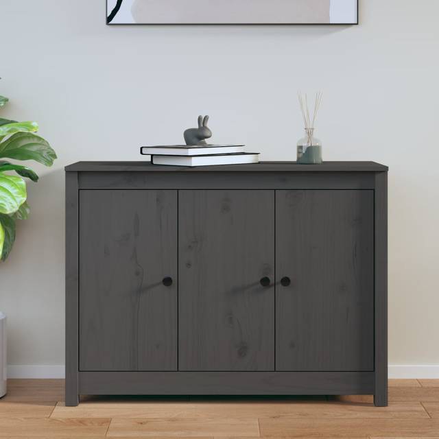 Portillo 100Cm Wide Pine Solid Wood Sideboard - Grey (74cm H X 100cm W X 35cm D)