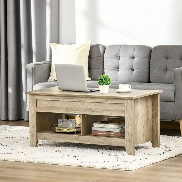 Covertt Lift Top 4 Legs Coffee Table with Storage - Brown (49cm H X 105cm W X 50cm D)
