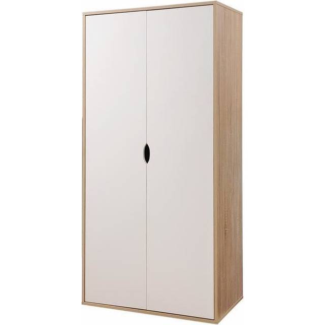 2 Door Double Wardrobe White & Sonoma Oak Effect Bedroom Furniture Cupboard