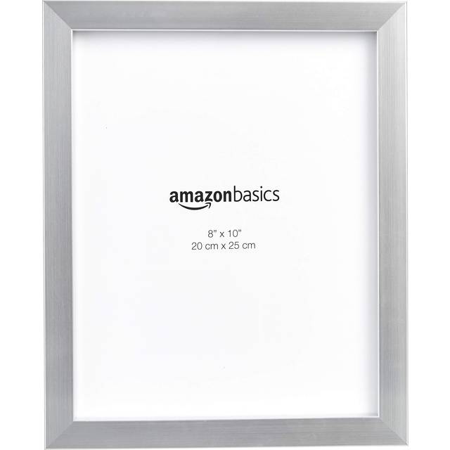 "Amazon Basics Rectangular Photo Picture Frame  8"""" x 10""""  Pack of 2  Nickel"