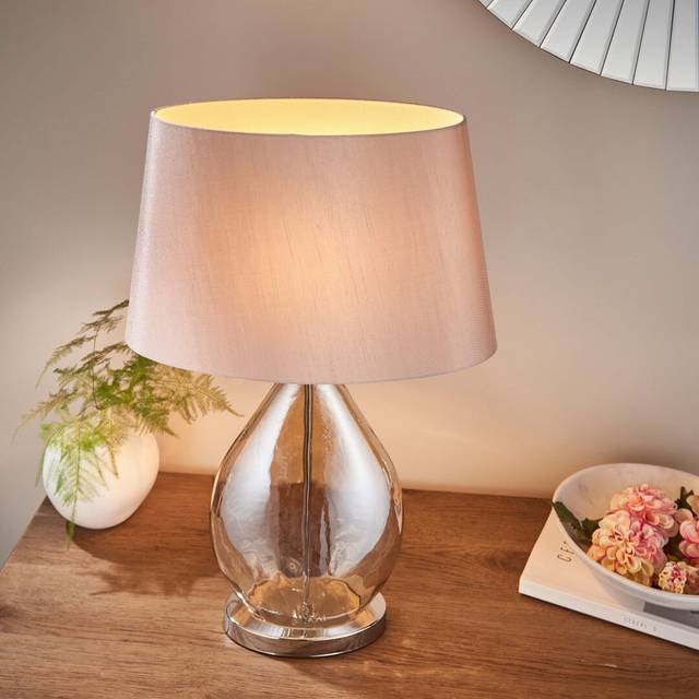 Silvia 58.5Cm Gold Tinted Glass/Silver Table Lamp (58.5cm H X 40cm W X 20cm D)