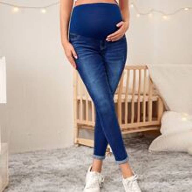 SHEIN Maternity High Waist Ripped Skinny Jeans
