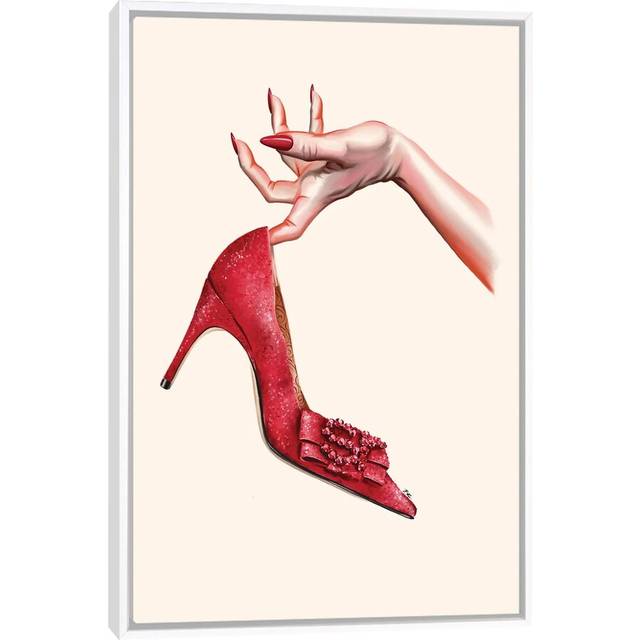 Oh My Shoe by Katerina Pashegor - Graphic Art on Canvas - White Framed (66.04cm H x 45.72cm W x 3.81cm D)