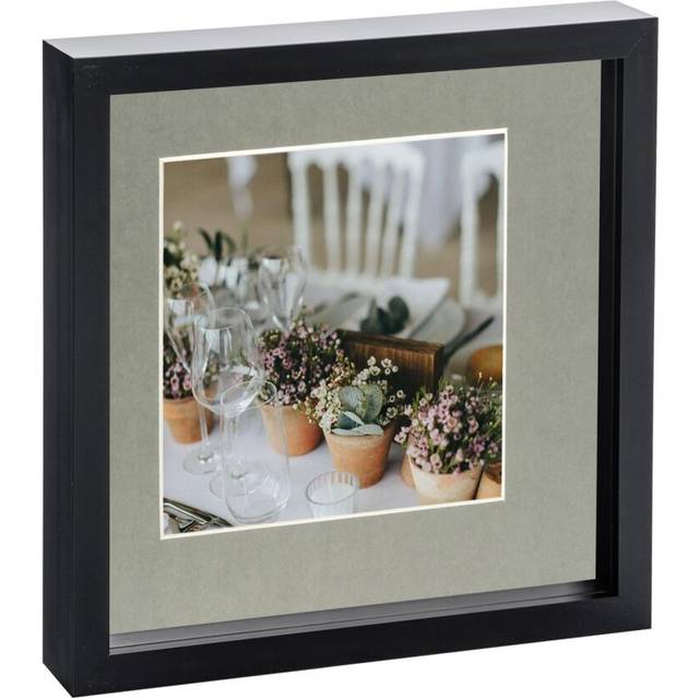 10" x 10" Black 3D Box Photo Frame - with 6" x 6" Mount - Grey Mount