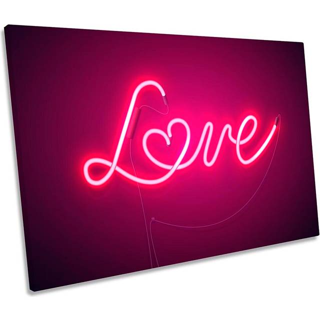 Neon Love Heart Pink Framed - Wrapped Canvas Art Prints (30.5cm H x 45.7cm W x 2cm D)