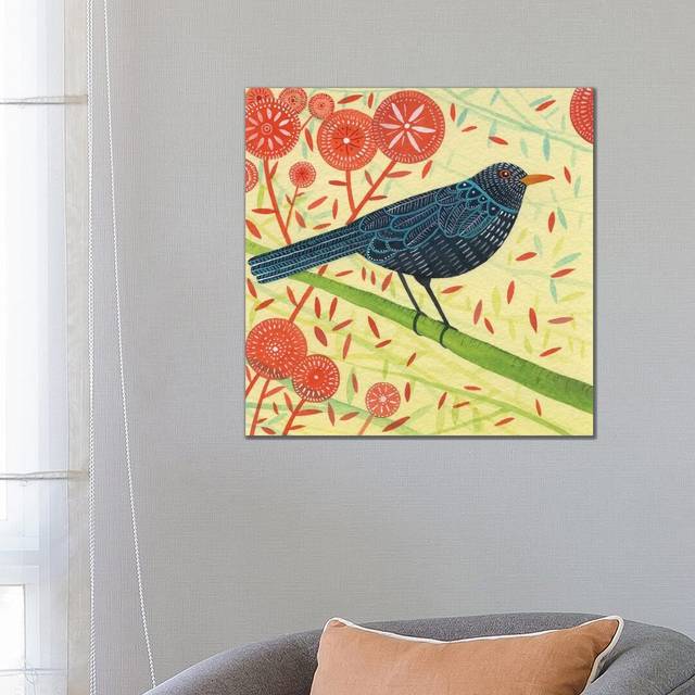 Blackbird Pair II by Michelle Campbell - Floater Frame Graphic Art on Canvas - Wrapped Canvas (66.04 cm H x 66.04 cm W x 1.91 cm D)