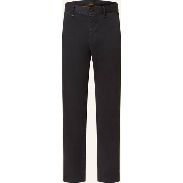 Men's BOSS Orange Mens Slim Fit Chinos in Stretch-Cotton Satin NOS - Black - Size: 34/34