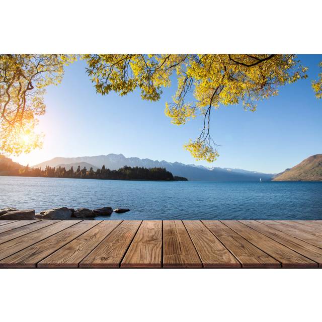 Perspective Wood Display on Lake View - Wrapped Canvas Photograph (51cm H x 76cm W x 3.8cm D)
