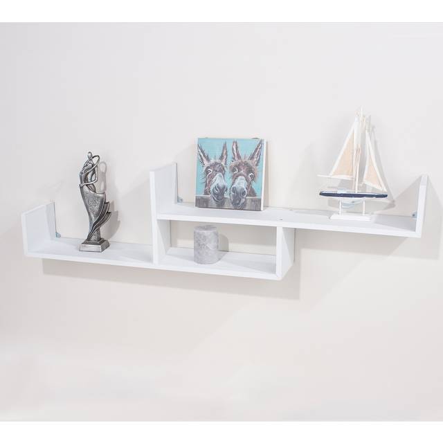 Floating Two Tier Wall Shelf - W115 x D17 x H26.5 cm - Matt White