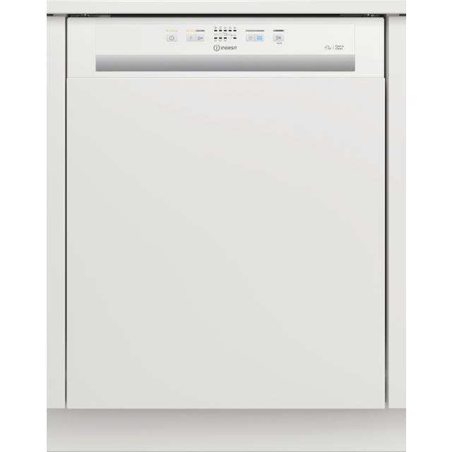 Indesit I3BL626UK Semi Integrated Full Size Dishwasher - White Control Panel with Fixed Door Fixing Kit - E Rated
