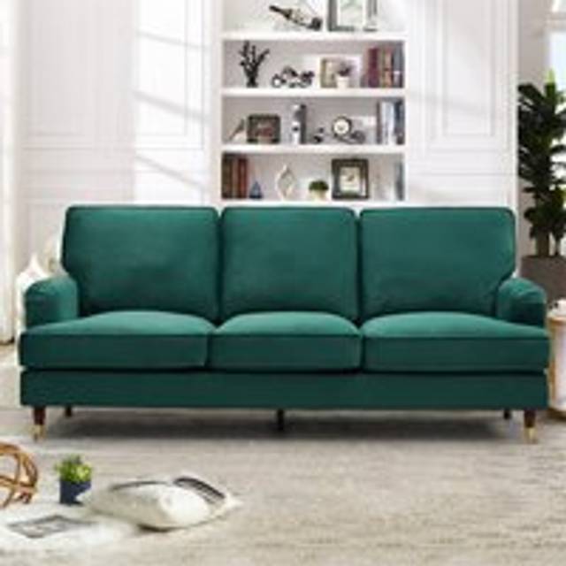 Artemis Home Woodbury 3 Seat Velvet Sofa - Green, Green