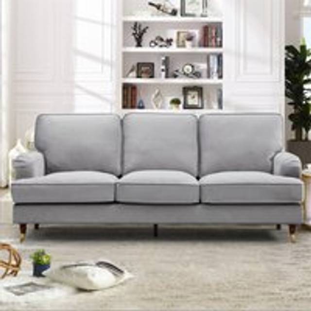 Artemis Home Woodbury 3 Seat Velvet Sofa - Grey, Grey