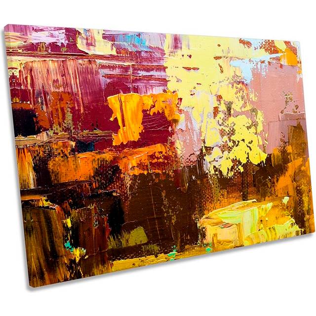 Abstract Paint Pallet Yellow CANVAS WALL ARTWORK Print Art (50.8cm H x 76.2cm W x 2cm D)