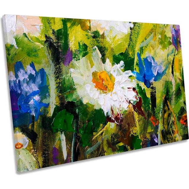 Daisy Flower Paint Repro CANVAS WALL ARTWORK Print Art (30.5cm H x 45.7cm W x 2cm D)