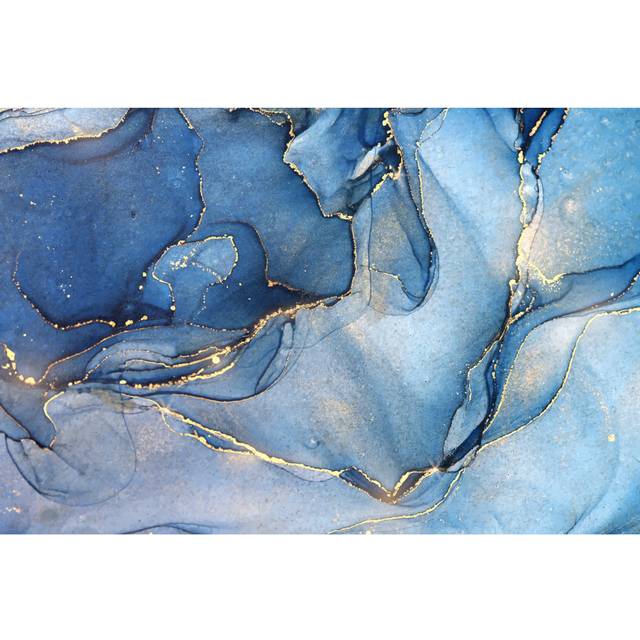 Odenville Abstract Blue Liquid Watercolor - Wrapped Canvas Painting (20cm H x 30cm W x 3.8cm D)