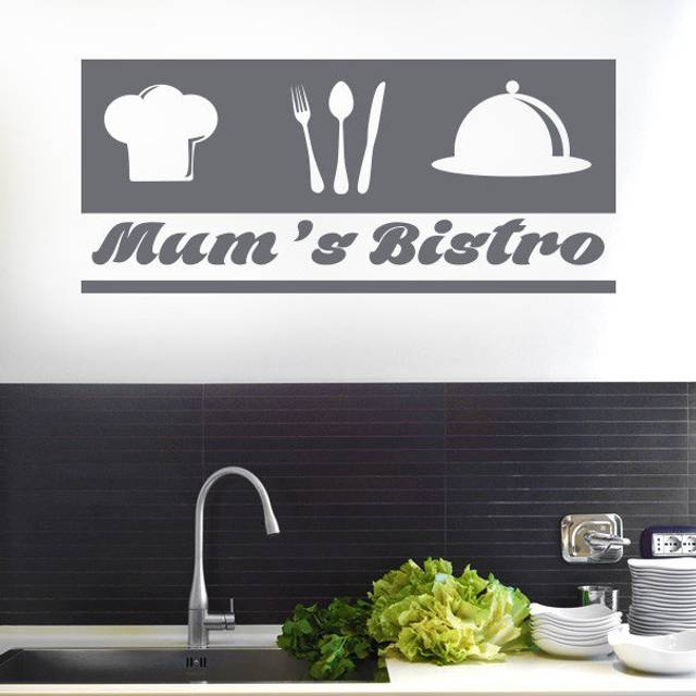 Mum Bistro Kitchen Sign Wall Sticker - Beige (Large)