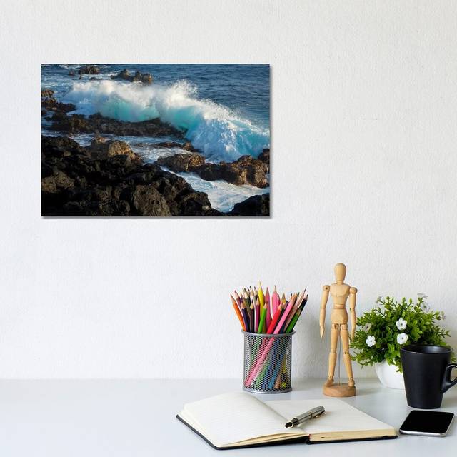 Huge Waves Crashing Against Lava Rocks on Coast of Big Island, Hawaii by Gayle Harper - Wrapped Canvas Graphic Art (20.32cm H x 30.48cm W x 1.905cm D)