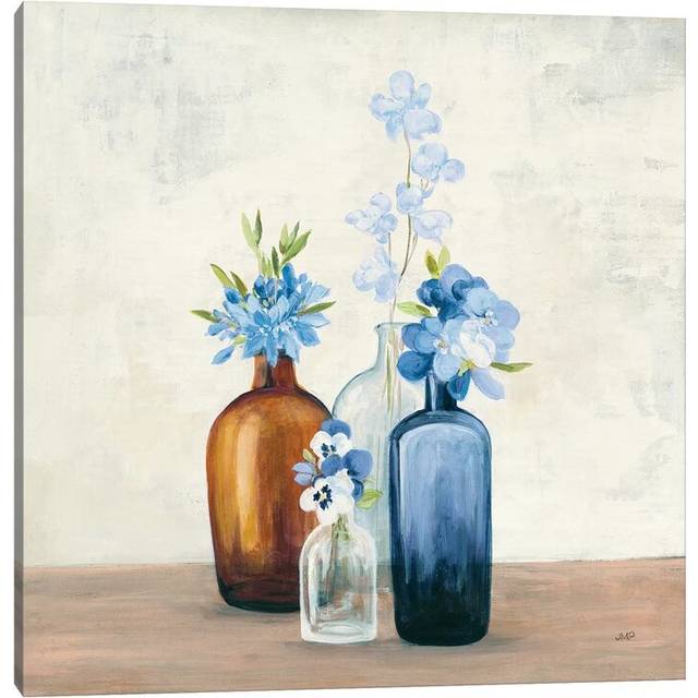 Windowsill Garden II Blue by Julia Purinton - Wrapped Canvas Painting (30.48 cm H x 30.48 cm W)