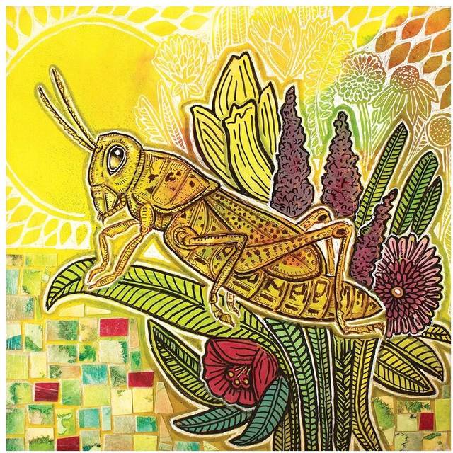Grasshopper in the Garden by Lynnette Shelley - Wrapped Canvas Art Prints (45.72 cm H x 45.72 cm W x 1.91 cm D)
